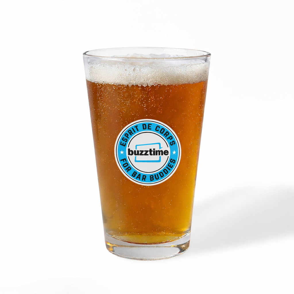 Buzztime Engraved Pint Mixing Glass
