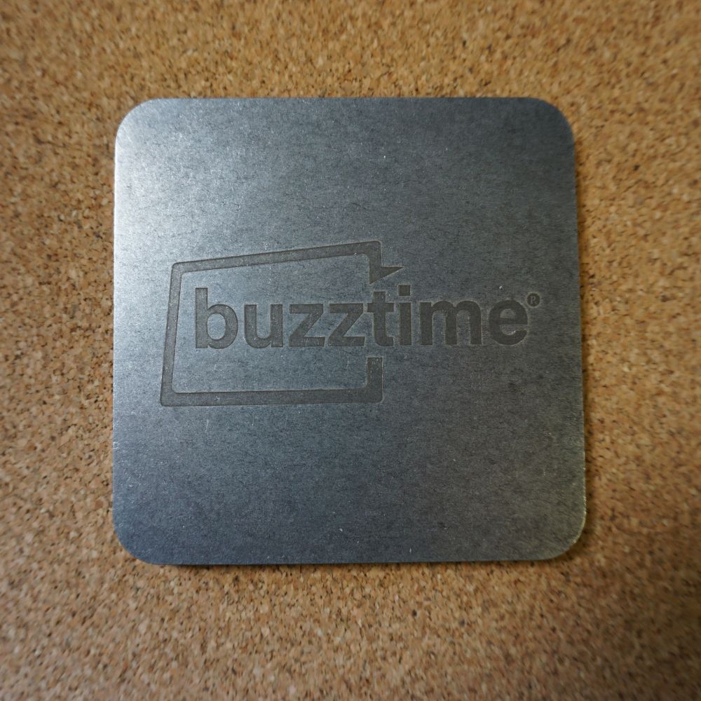 Buzztime Engraved Stainless Steel Coaster